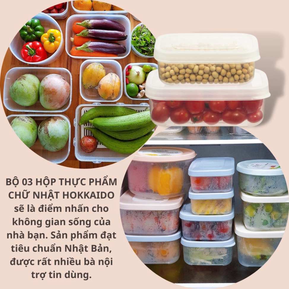 Hộp Nhựa Đựng Thực Phẩm Thức Ăn Hokkaido Chữ Nhật Cao Cấp Trong Suốt, kín, an toàn sức khỏe
