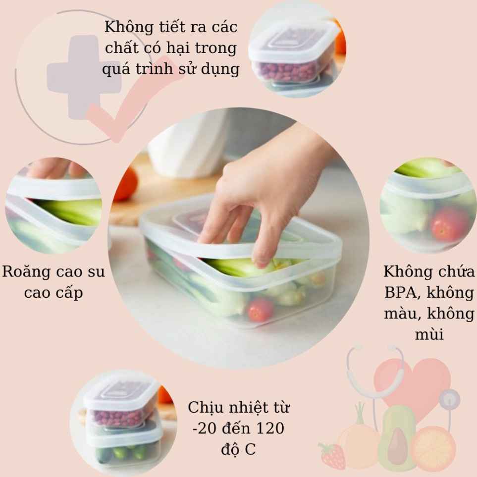 Hộp Nhựa Đựng Thực Phẩm Thức Ăn Hokkaido Chữ Nhật Cao Cấp Trong Suốt, kín, an toàn sức khỏe