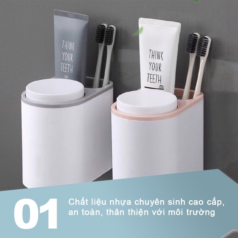 Kệ treo bàn chải kem đánh răng (tặng 2 cốc) đa năng Nachi Inochi dán tường thông minh loại giá treo