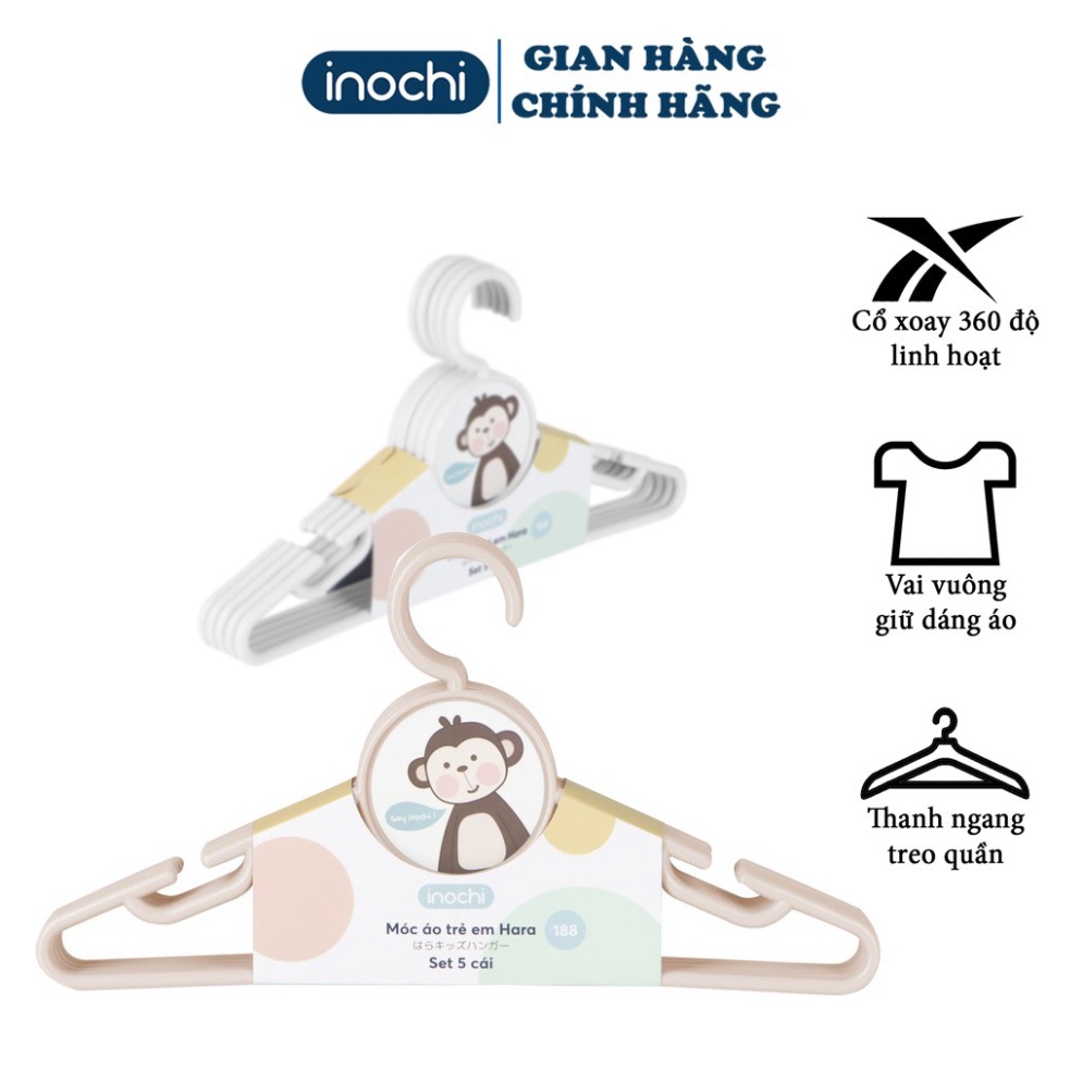 [Combo 5] Móc quần áo Trẻ Em Hara 188 INOCHI - đa năng thông minh, thiết kế tiện lợi