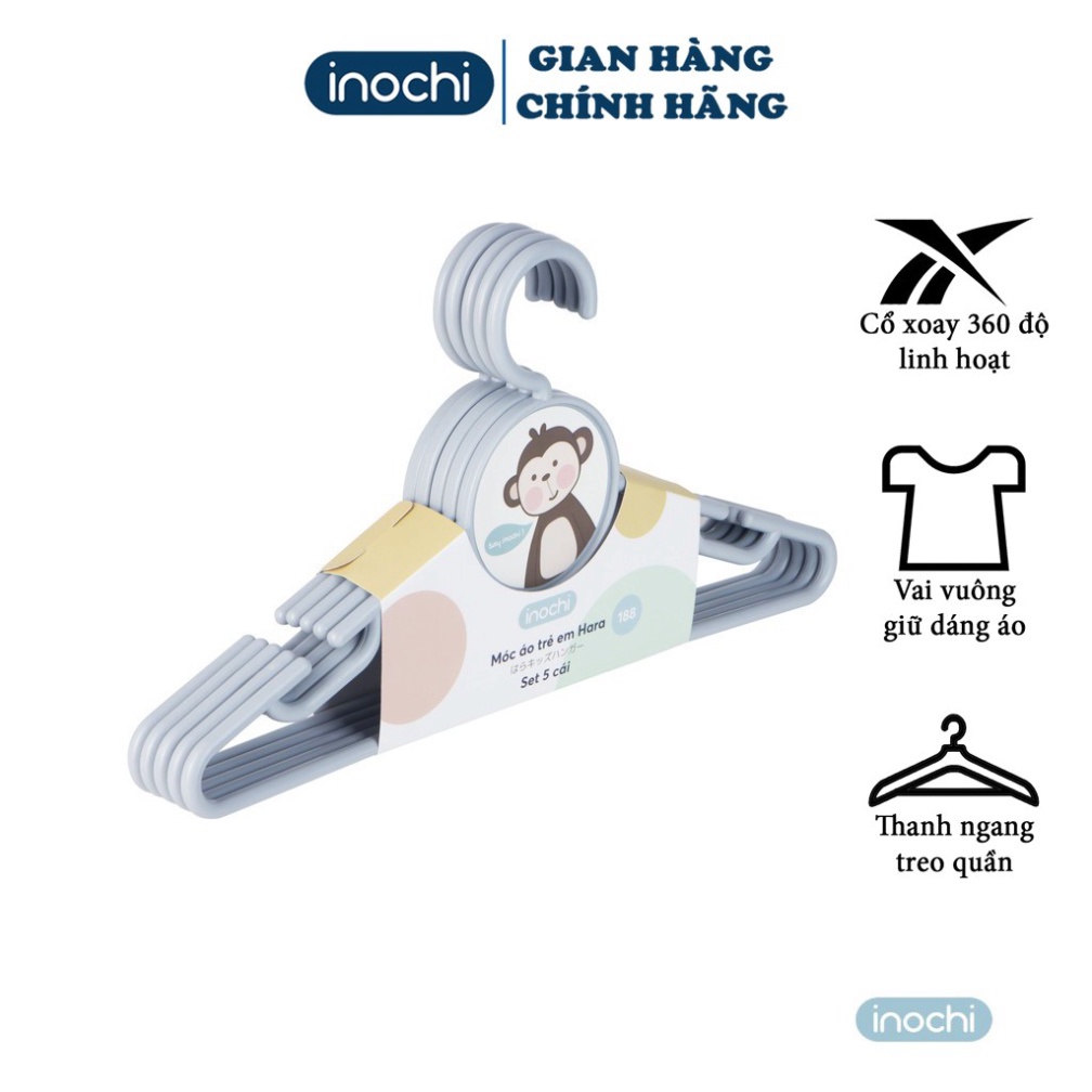 [Combo 5] Móc quần áo Trẻ Em Hara 188 INOCHI - đa năng thông minh, thiết kế tiện lợi
