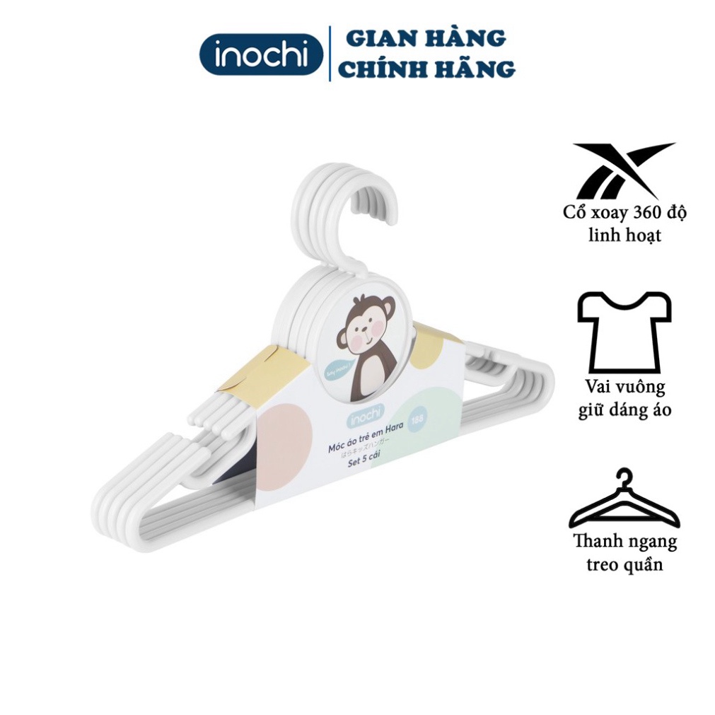 [Combo 5] Móc quần áo Trẻ Em Hara 188 INOCHI - đa năng thông minh, thiết kế tiện lợi