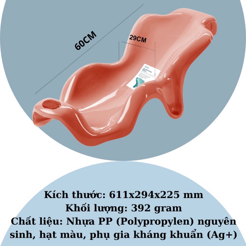 Tựa tắm cho bé Noroto Inochi thiết kế chắc chắn chống trượt cho trẻ sơ sinh