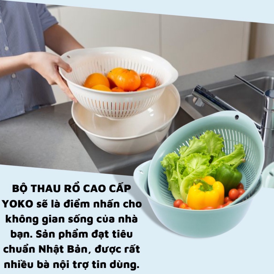 BỘ THAU RỔ NHỰA CAO CẤP Yoko Inochi nhựa an toàn, chắc chắn, gọn gàng, Loại 23cm/30cm/35cm
