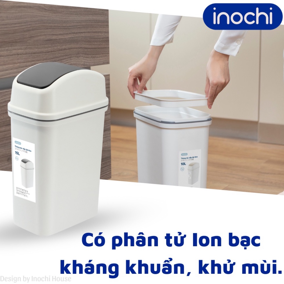 Thùng rác nhựa NẮP LẬT có lõi - Sọt rác thông minh Inochi 5Lít