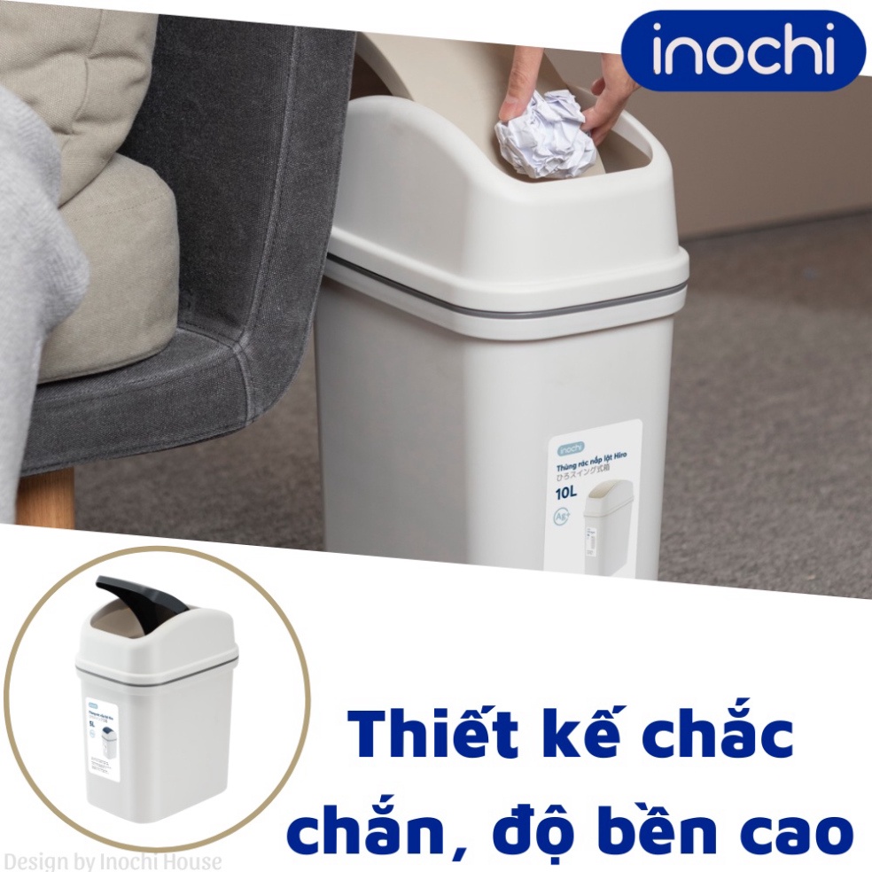 Thùng rác nhựa NẮP LẬT có lõi - Sọt rác thông minh Inochi 5Lít