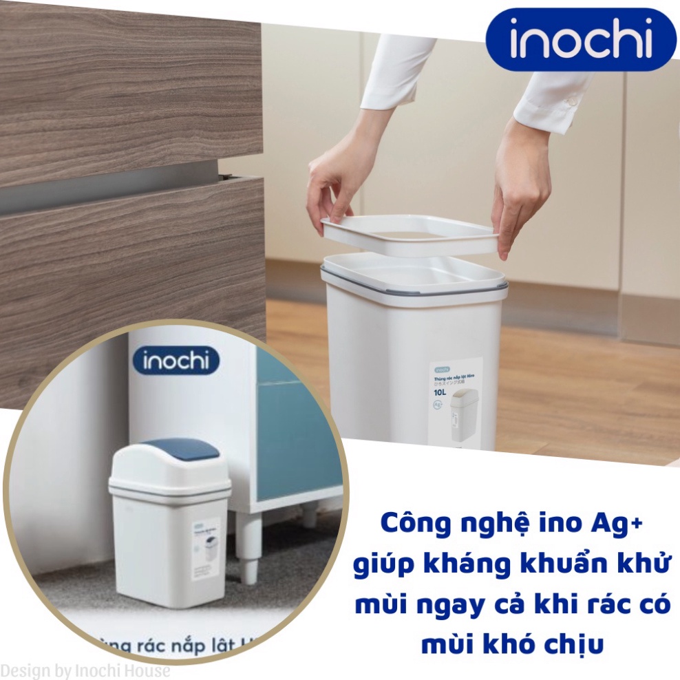 Thùng rác nhựa NẮP LẬT có lõi - Sọt rác thông minh Inochi 5Lít