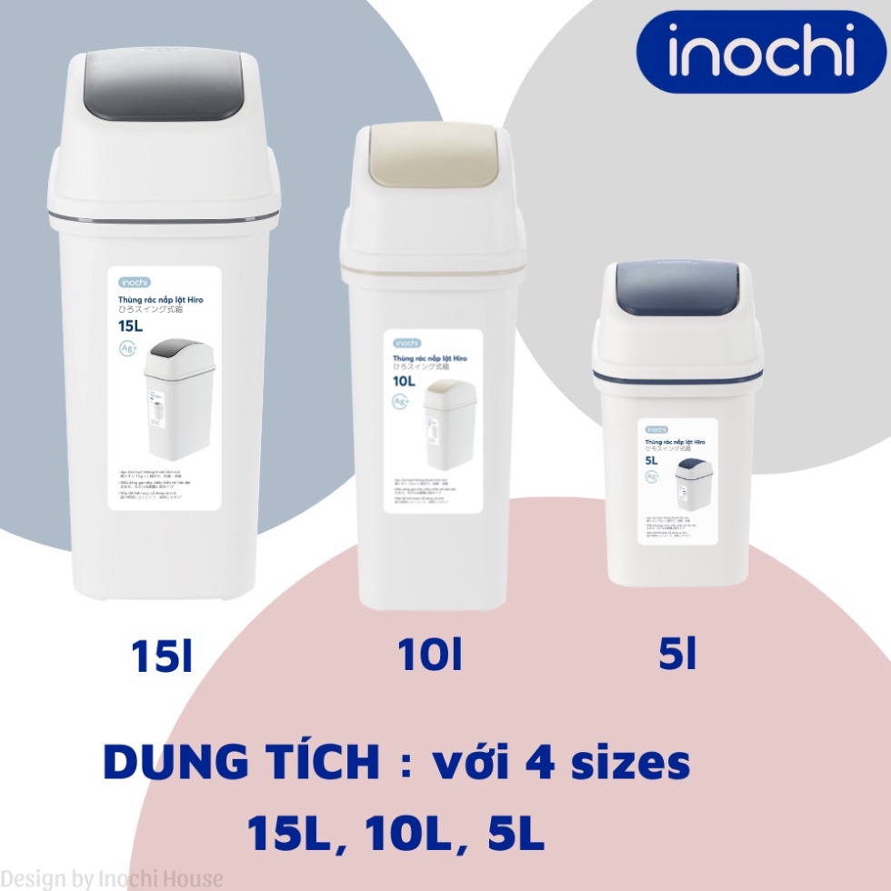 Thùng rác nhựa NẮP LẬT có lõi - Sọt rác thông minh Inochi 5Lít