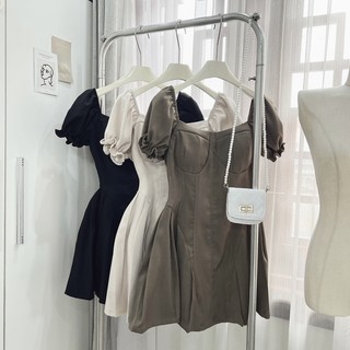 [V1.314] Váy Nữ Tiểu Thư Tay Bồng Xếp Ly Eo 3 Màu Tôn Dáng, Đầm Cup Ngực Dáng Xoè Có Ảnh Thậti