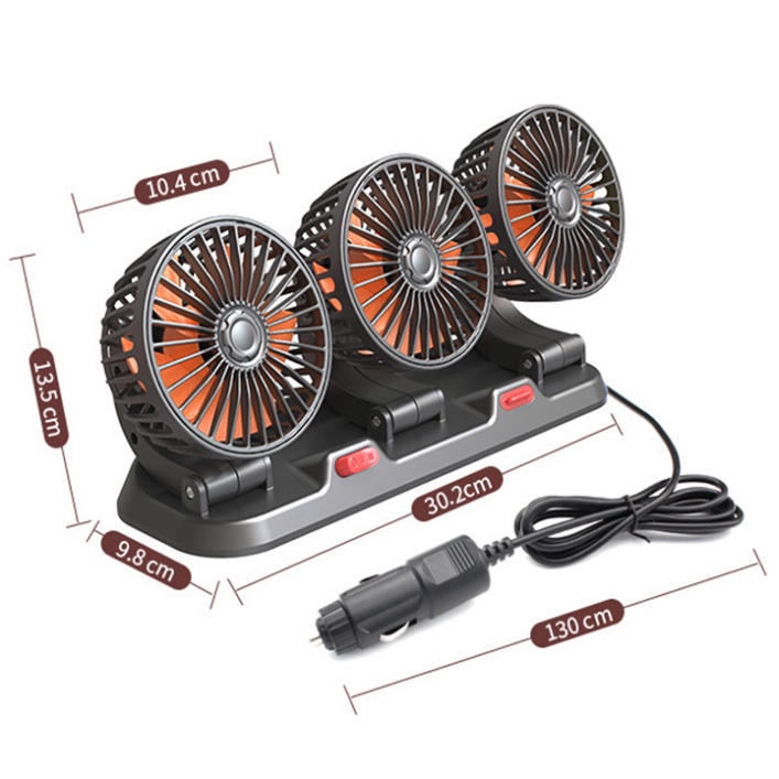 Quạt ô tô mini 10W cắm nguồn tẩu 24v đa năng xoay 360 độ siêu mát