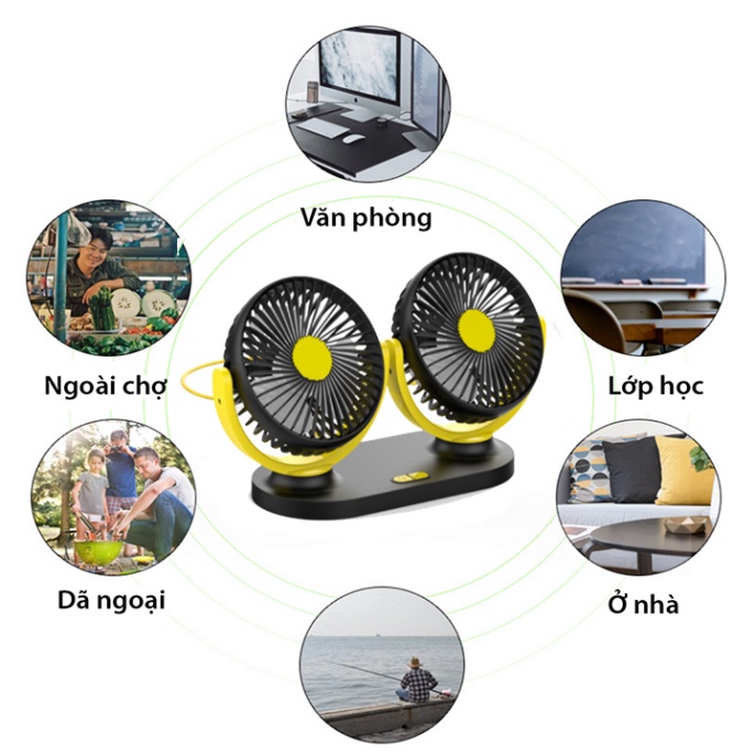 Quạt đôi ô tô 10W 3 tốc độ, tiếng ồn thấp hỗ trợ làm điều hòa xe hơi
