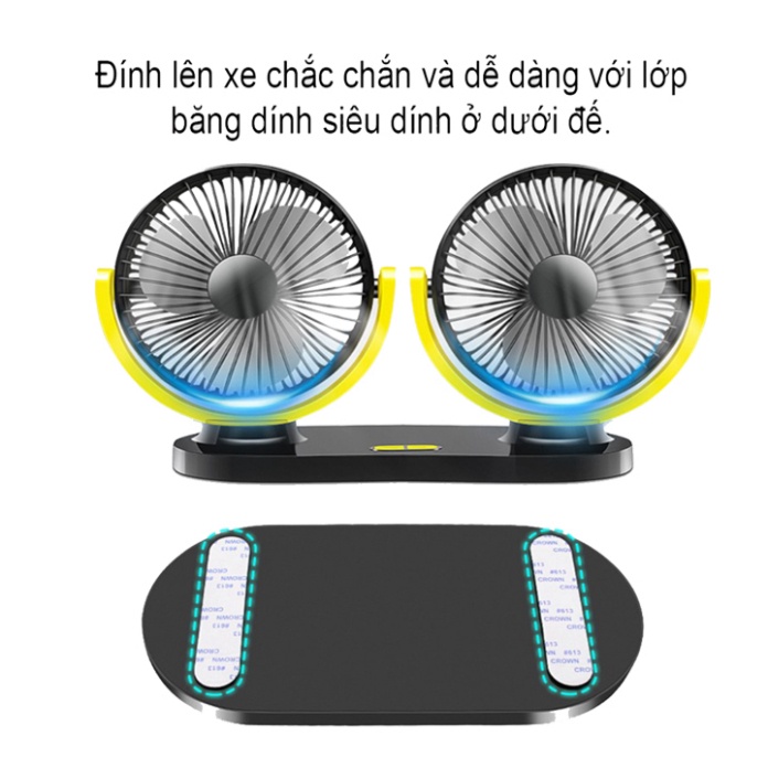 Quạt đôi ô tô 10W 3 tốc độ, tiếng ồn thấp hỗ trợ làm điều hòa xe hơi