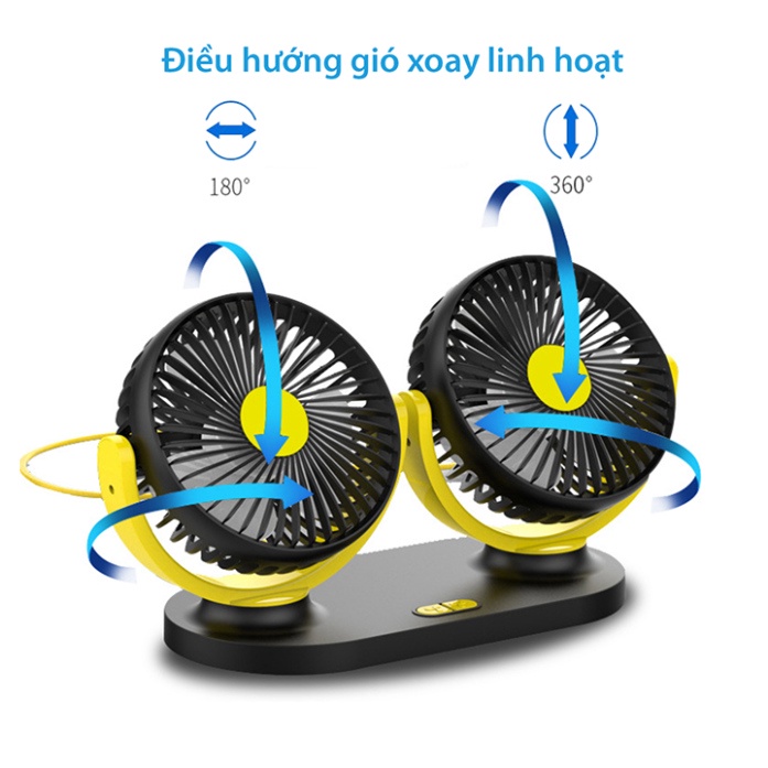 Quạt đôi ô tô 10W 3 tốc độ, tiếng ồn thấp hỗ trợ làm điều hòa xe hơi