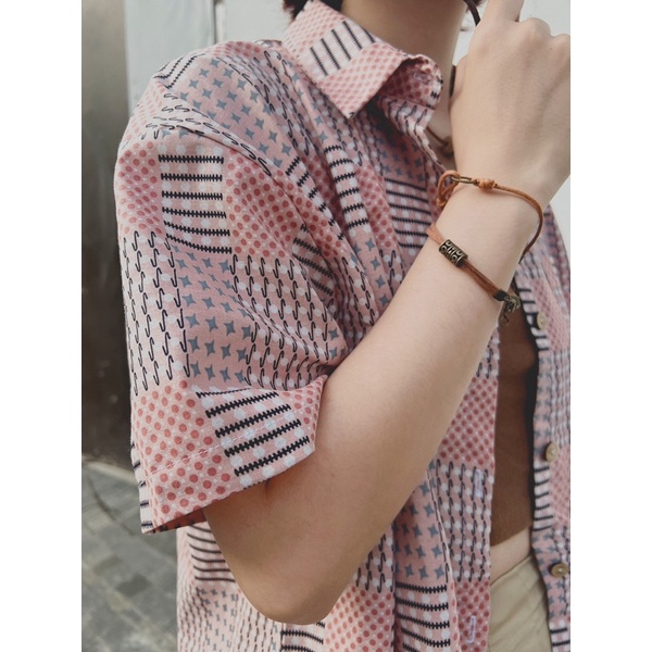 Vòng tay Kei - Vòng da mix charm trụ đồng vintage
