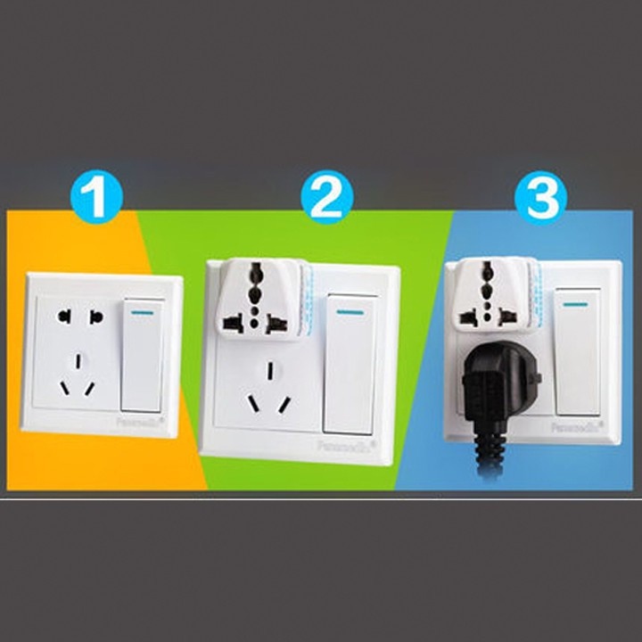 Ổ cắm chuyển đổi 3 chân sang 2 chân, phích cắm chuyển đổi 3 chấu nguồn 220V phù hợp mọi loại đầu cắm. an toàn chịu nhiệt