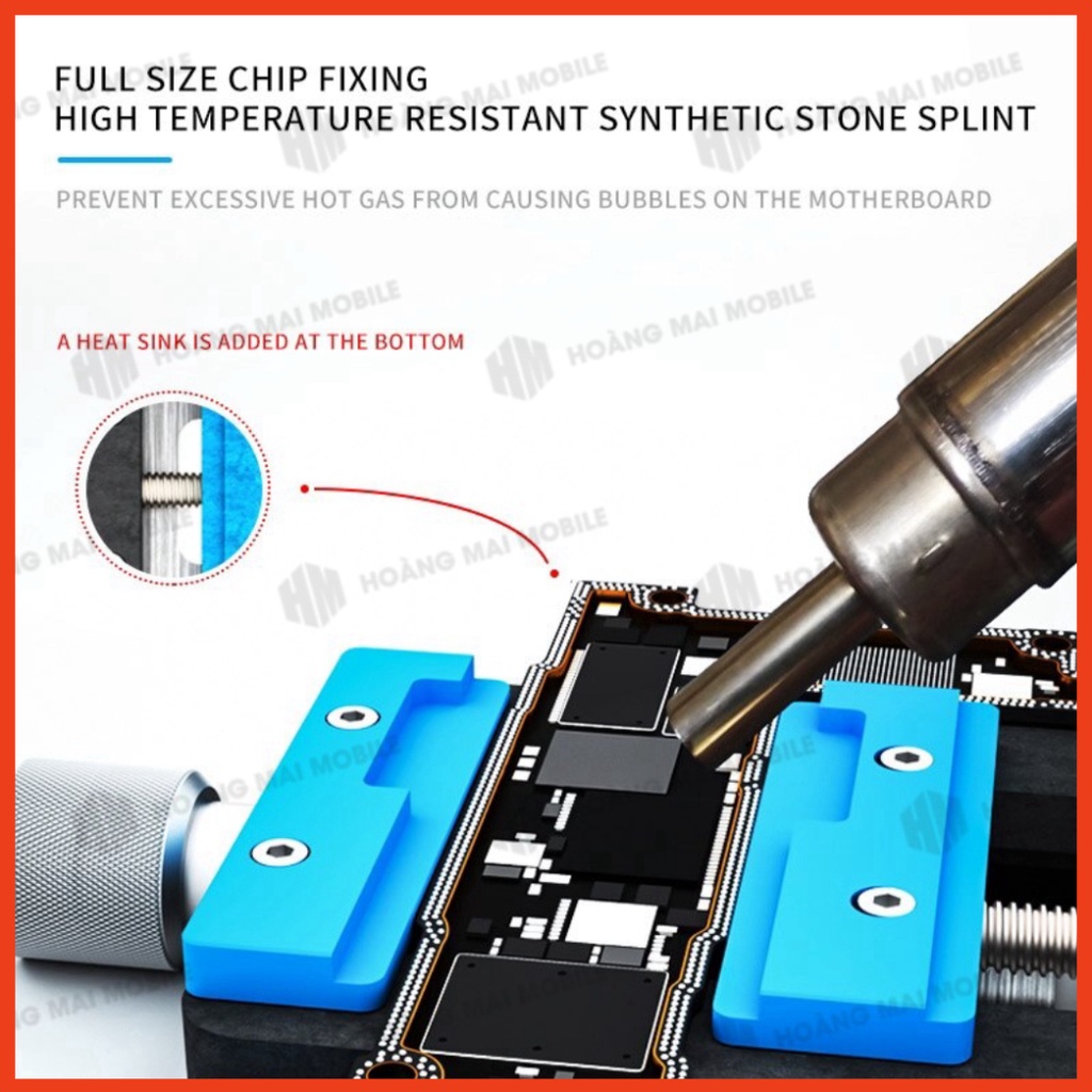 Kẹp giữ main cố định bo mạch MAANT T1 để tháo gỡ, vệ sinh keo, hàn chip CPU, IC