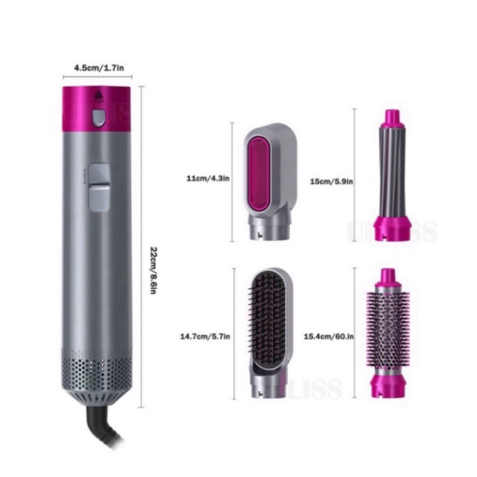 Máy làm tóc 5 in 1 uốn xoăn phồng sấy - Máy sấy uốn tóc tạo kiểu đa năng mini 3 mức nhiệt hàn quốc hàng chính hãng _U1 N