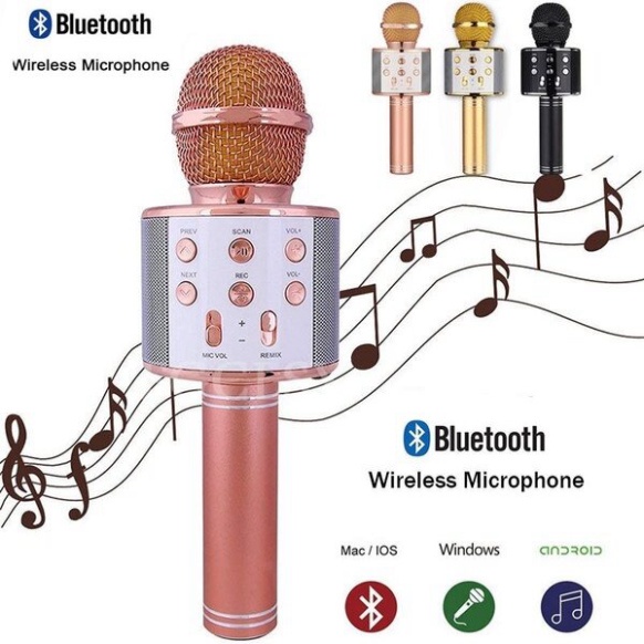 Micro Không Dây BLUETOOTH Tiện Dụng Chất Lượng Cao WS-858 ĐA NĂNG 6 TRONG 1 HÁT KARAOKE - Mic hát karaoke đa năng New - ảnh 2