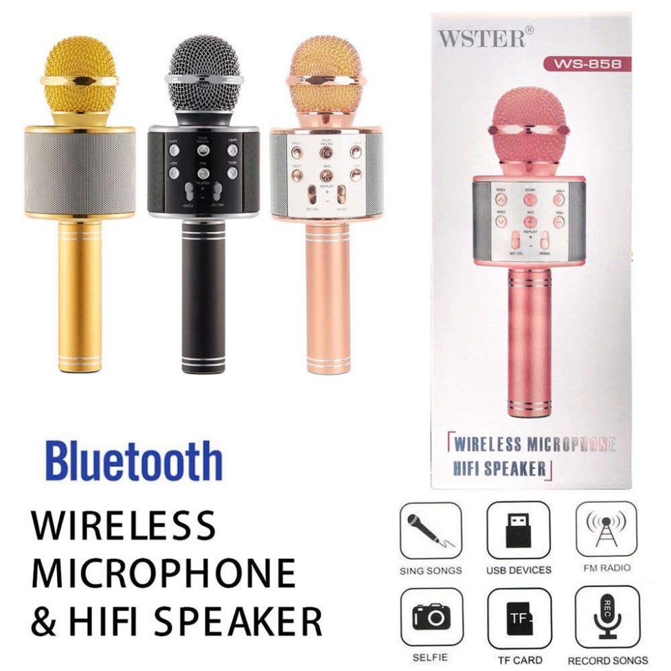 Micro Không Dây BLUETOOTH Tiện Dụng Chất Lượng Cao WS-858 ĐA NĂNG 6 TRONG 1 HÁT KARAOKE - Mic hát karaoke đa năng New - ảnh 3