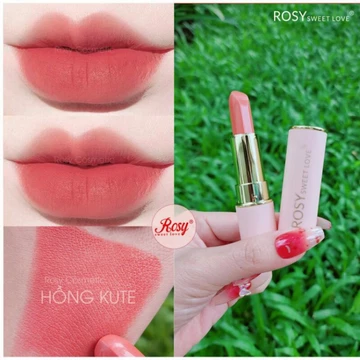 Son thỏi sáp ROSY SWEETLOVE hàng chính hãng, không chì, nhung lì, mềm môi <màu Hồng Kute>