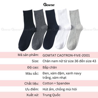 Set 10 đôi tất vớ cổ cao nam GOMTAT, chất liệu cotton dày dặn thoáng khí, thấm hút mồ hôi - CAOTRON-FIVE-2001-CB10