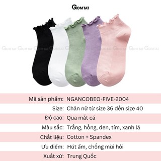 Tất nữ cổ ngắn mẫu tai bèo GOMTAT, vớ cổ ngắn nữ mềm mại, êm chân - NGANCOBEO-FIVE-2004-1DOI