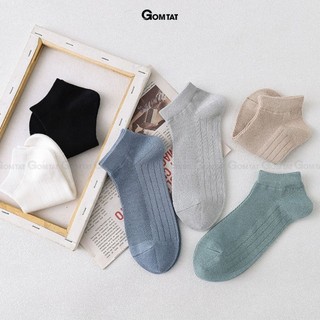 Tất vớ nam cổ thấp trơn màu cao cấp GOMTAT, chất liệu cotton mềm mại, thoáng khí, êm chân - NGANTRONLUOI-FIVE-2002-1DOI