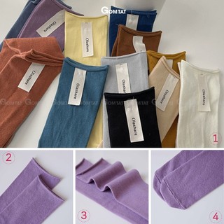 Tất nữ cao cổ trơn màu GOMTAT, chất liệu cotton mềm mại,khử mùi hôi - UYE-7001-1DOI