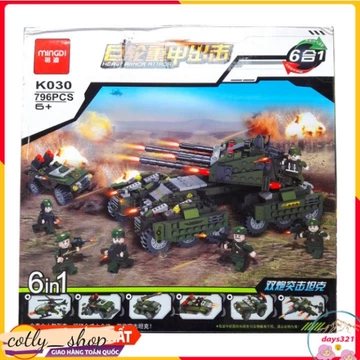 [796 chi tiết] Bộ công cụ giải trí lắp đặt lego xe tăng, quy mô lego xe bọc thép, đồ giải trí xếp hình cho bé
