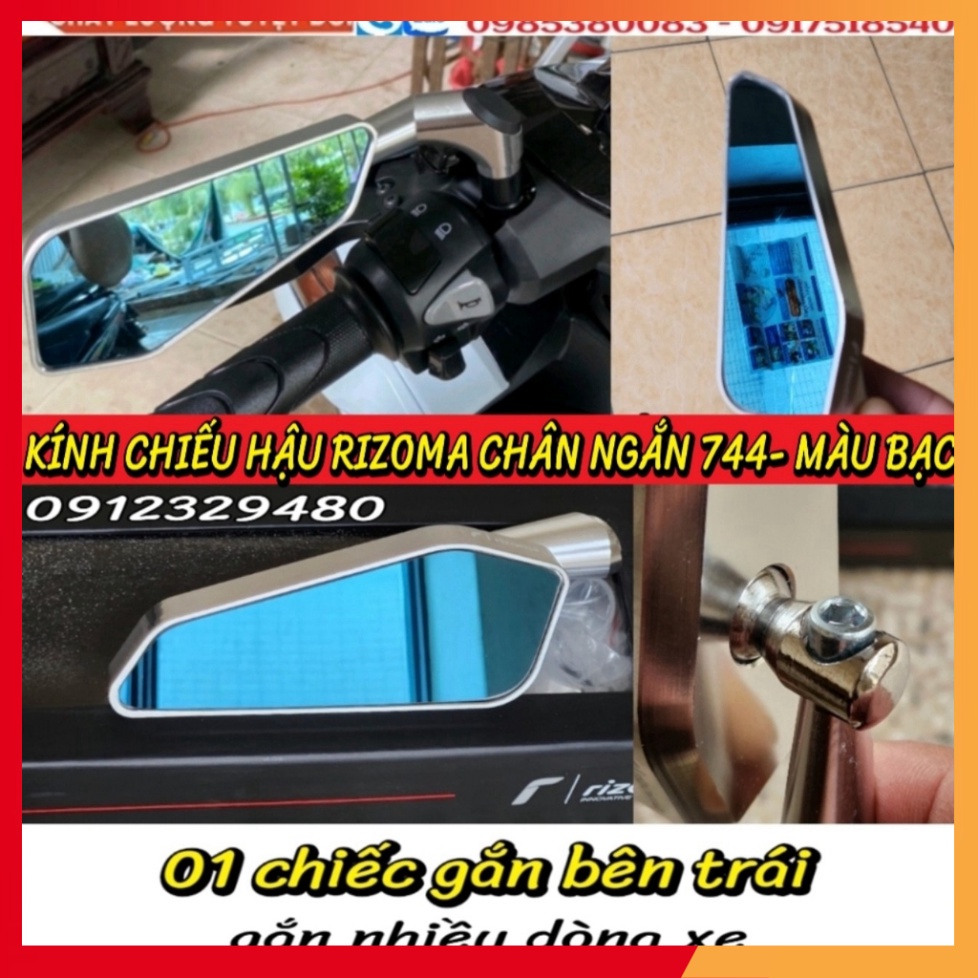 Gương Rizoma 744 Chân Ngắn - Mặt Kính Chống Chói - Thân Kính Nhôm CNC ...