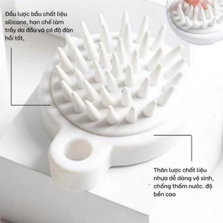 Lược gội đầu silicon mát xa da đầu, giảm rụng kích thích mọc tóc (Trắng)