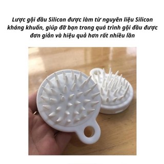 Lược gội đầu silicon mát xa da đầu, giảm rụng kích thích mọc tóc (Trắng)