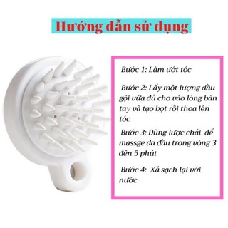 Lược gội đầu silicon mát xa da đầu, giảm rụng kích thích mọc tóc (Trắng)