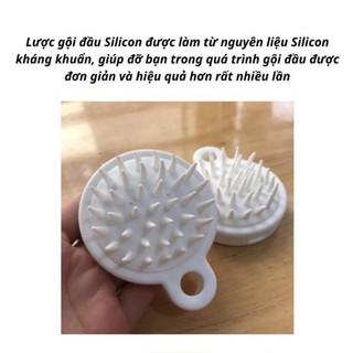 Lược gội đầu silicon mát xa da đầu, giảm rụng kích thích mọc tóc (Trắng)