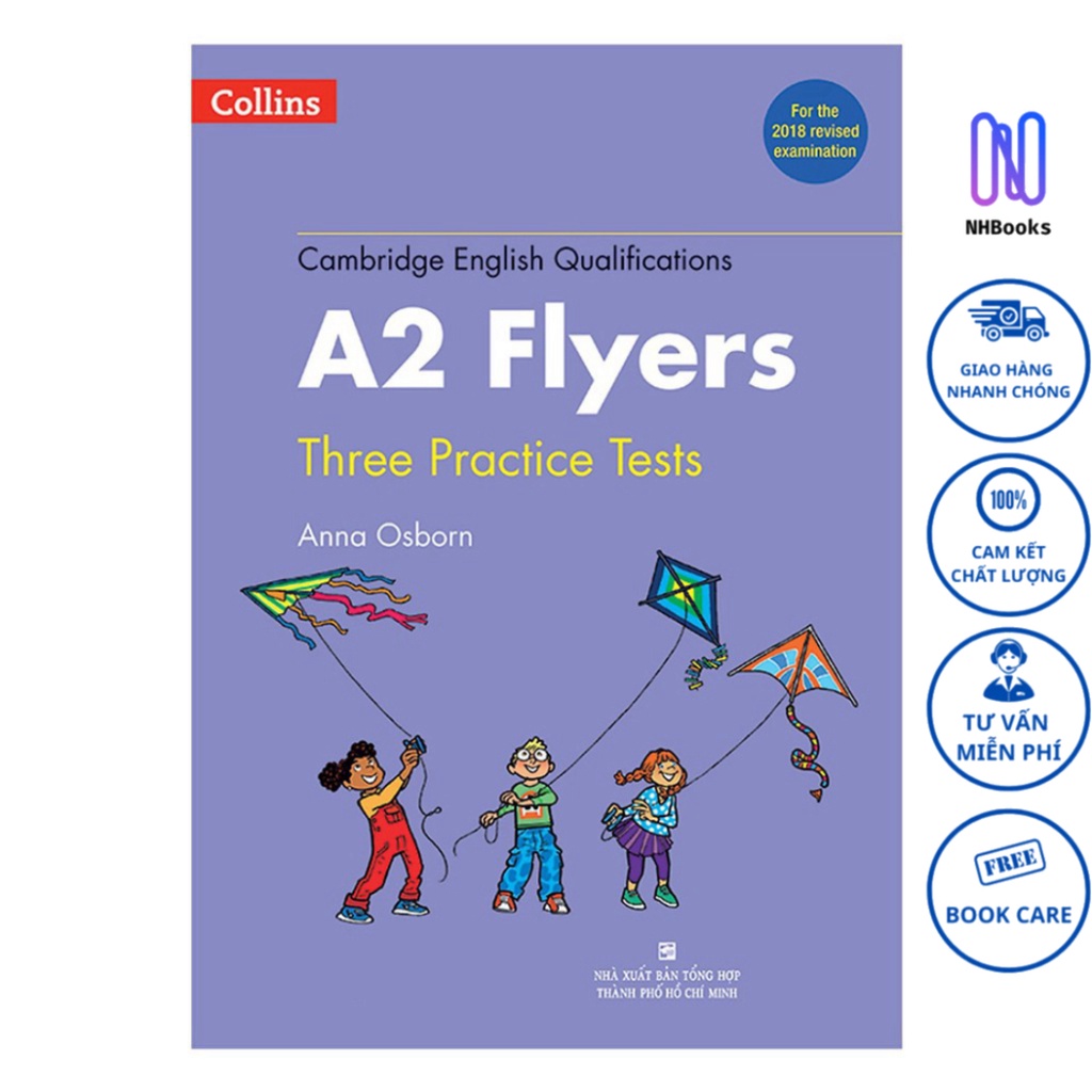 Sách - Collins A2 Flyers - Three Practice Tests - Kèm 1 MP3 (Format 2018) - NHBOOK