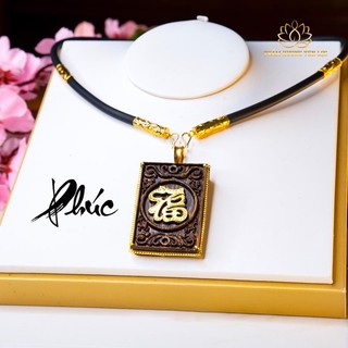 Combo Mặt Trầm Hương và Dây Cao Su VIP- Bọc Vàng 8k - Trầm Hương Sánh Chìm- Trầm Hương Yên Lộc - Tặng Kèm Hộp VIP