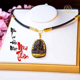 Combo Mặt Trầm Hương và Dây Cao Su VIP- Bọc Vàng 8k - Trầm Hương Sánh Chìm- Trầm Hương Yên Lộc - Tặng Kèm Hộp VIP