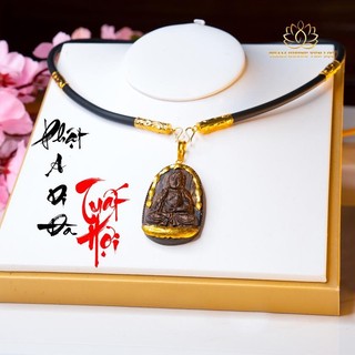 Combo Mặt Trầm Hương và Dây Cao Su VIP- Bọc Vàng 8k - Trầm Hương Sánh Chìm- Trầm Hương Yên Lộc - Tặng Kèm Hộp VIP