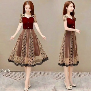 (HCM) Đầm xòe umi phối lưới hoa siêu xinh - thiết kế hiện đại , sang chảnh , tiểu thư bánh bèo cho các nàng THỜI TRANG K