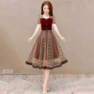 (HCM) Đầm xòe umi phối lưới hoa siêu xinh - thiết kế hiện đại , sang chảnh , tiểu thư bánh bèo cho các nàng THỜI TRANG K