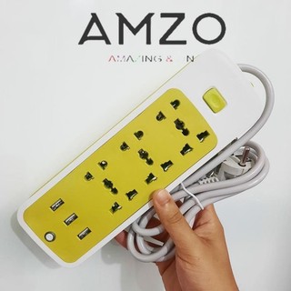 Ổ CẮM ĐIỆN XANH ĐA NĂNG CHỐNG GIẬT TÍCH HỢP 3 CỔNG USB