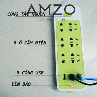 Ổ CẮM ĐIỆN XANH ĐA NĂNG CHỐNG GIẬT TÍCH HỢP 3 CỔNG USB