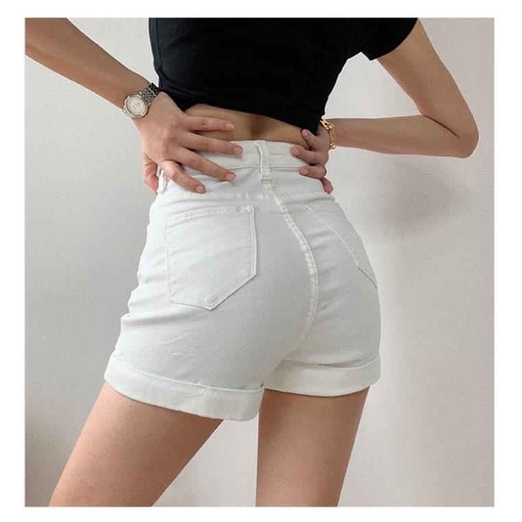 Quần đùi nữ lưng cao quần short kaki lật lai - Q02