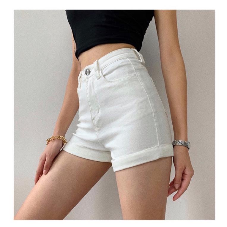 Quần đùi nữ lưng cao quần short kaki lật lai - Q02