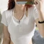 Set áo croptop ôm , áo croptop tay ngắn kiểu yếm phối nút vạt bầu cá tính Bare - A099