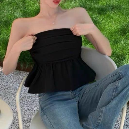 [Mã TOPMAY giảm đến 25k đơn 150k] Áo croptop trễ vai nữ thiết kế xếp li dáng xòe dễ thương - AO0159