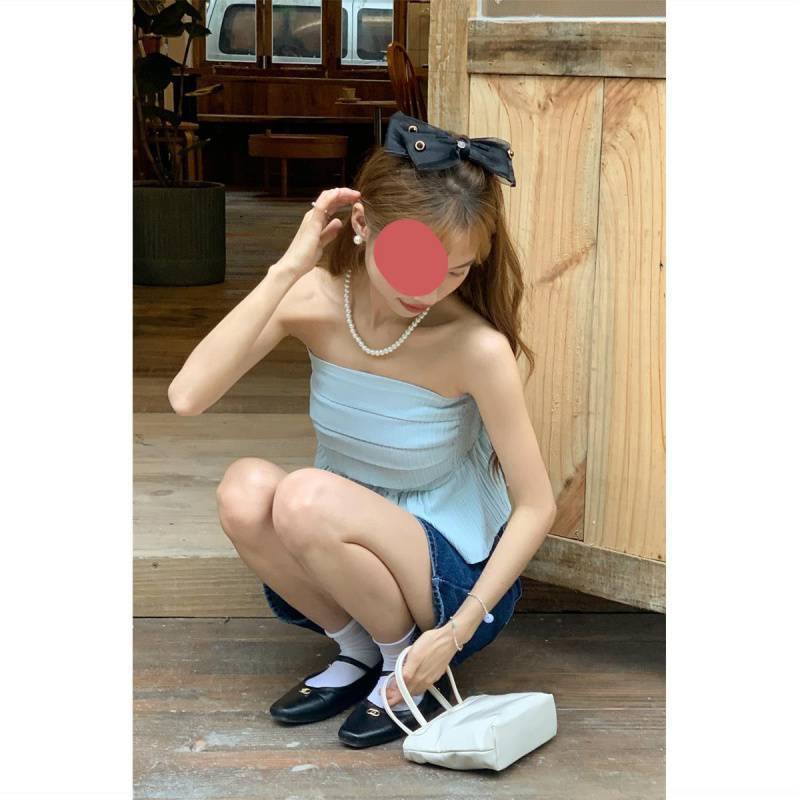 [Mã TOPMAY giảm đến 25k đơn 150k] Áo croptop trễ vai nữ thiết kế xếp li dáng xòe dễ thương - AO0159