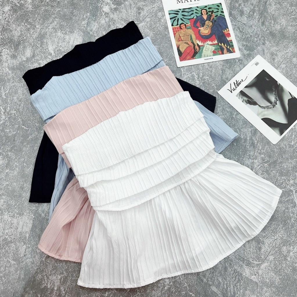 [Mã TOPMAY giảm đến 25k đơn 150k] Áo croptop trễ vai nữ thiết kế xếp li dáng xòe dễ thương - AO0159