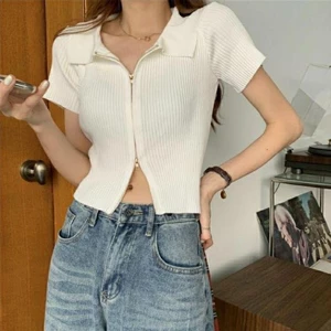 Áo croptop khóa kéo 2 đầu A5029