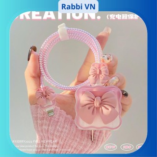 [Nơ Bánh Bèo] Bộ phụ kiện bảo vệ củ sạc và cáp sạc cho iphone PD 18/20W siêu cute RABBI